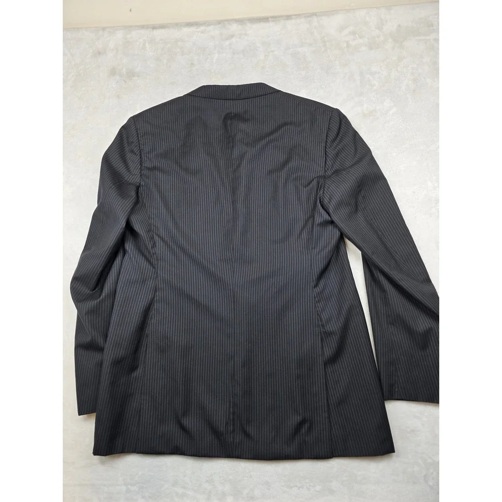 Banana Republic Wool Silk Blazer Mens 46L 46 Charcoal Gray Pinstripe Suit Jacket